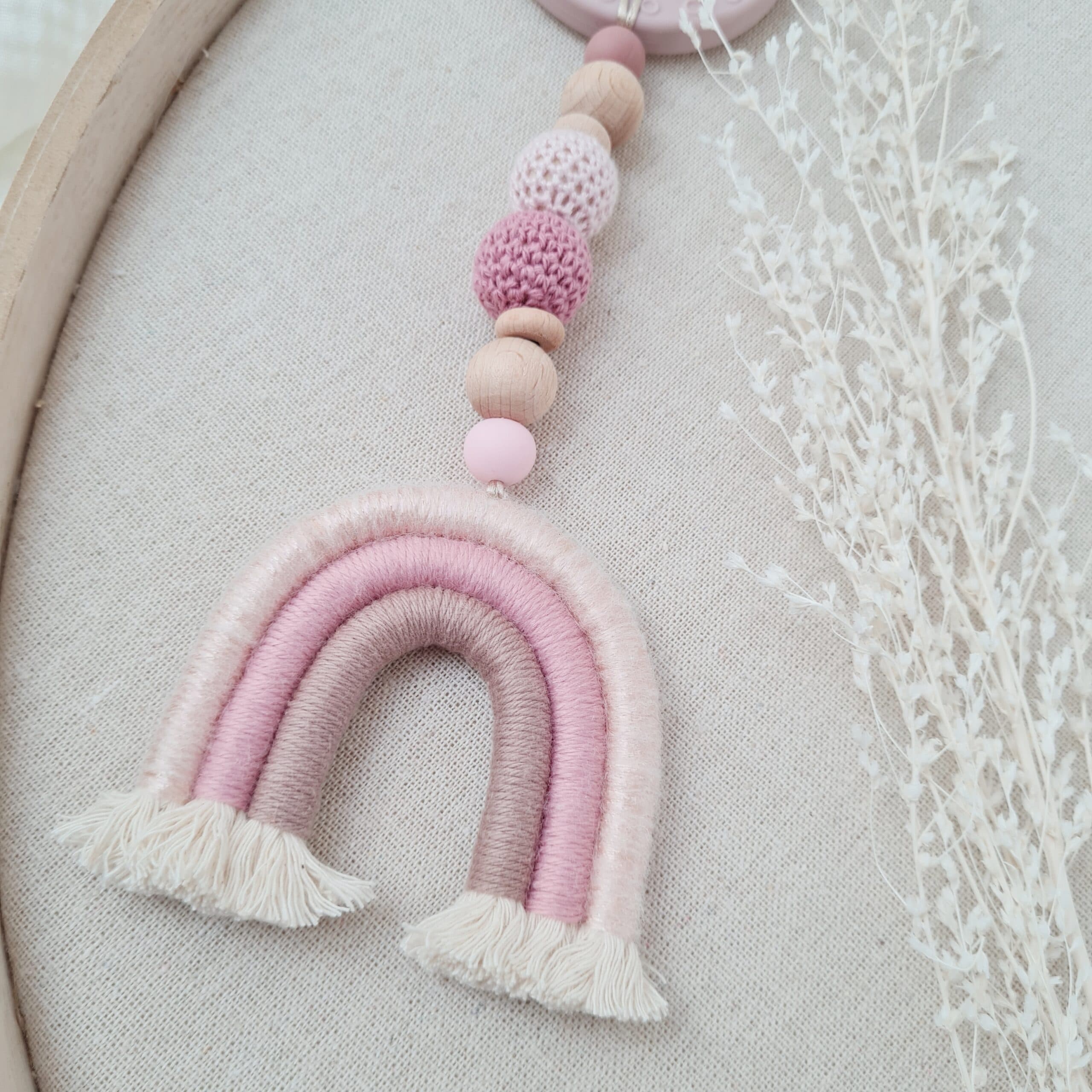 Wagenkette mit Regenbogen "Dusty Pink" längs 3