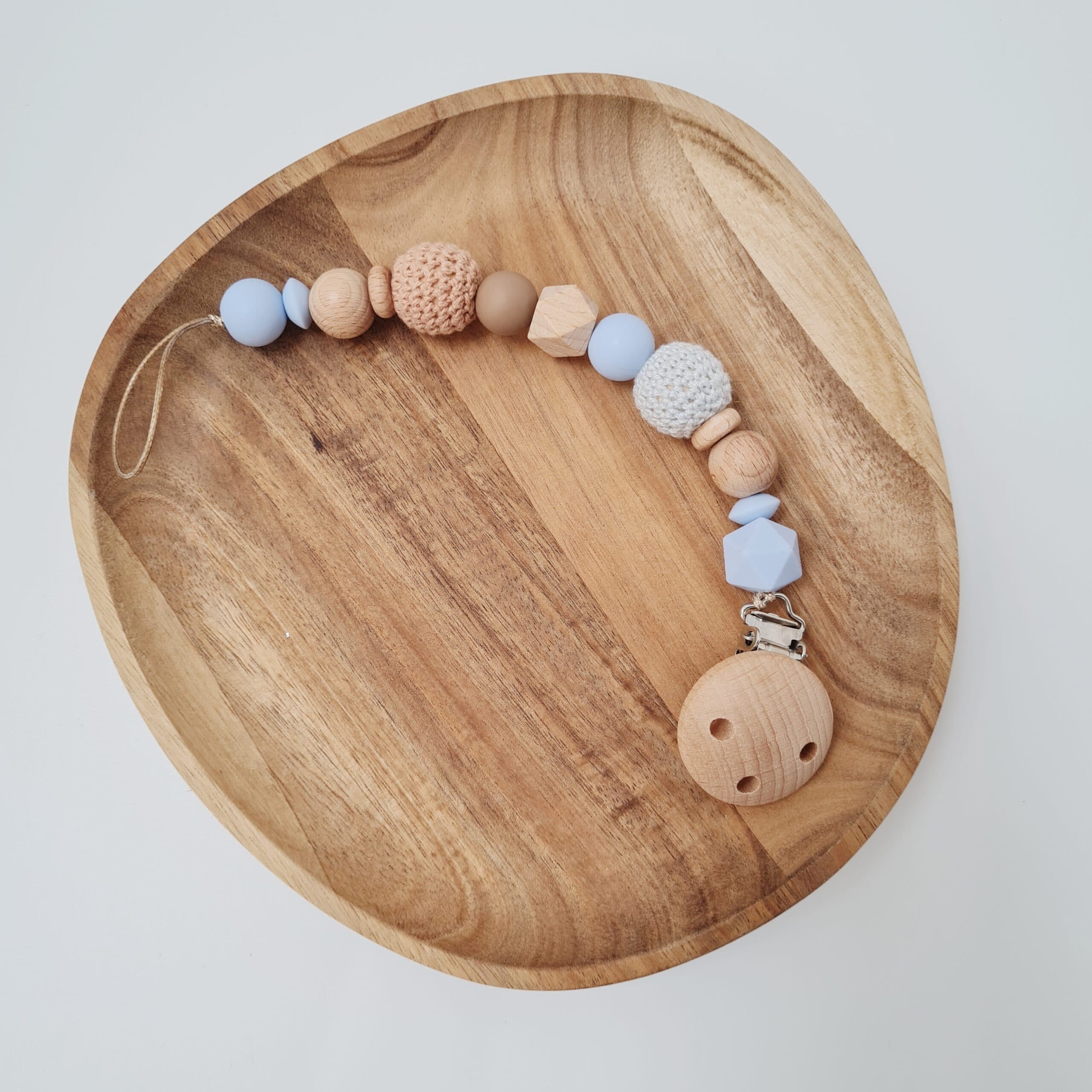 Nuggikette / Schnullerkette "Boho Blue" von Wunderdinge - Handgemacht in der Schweiz