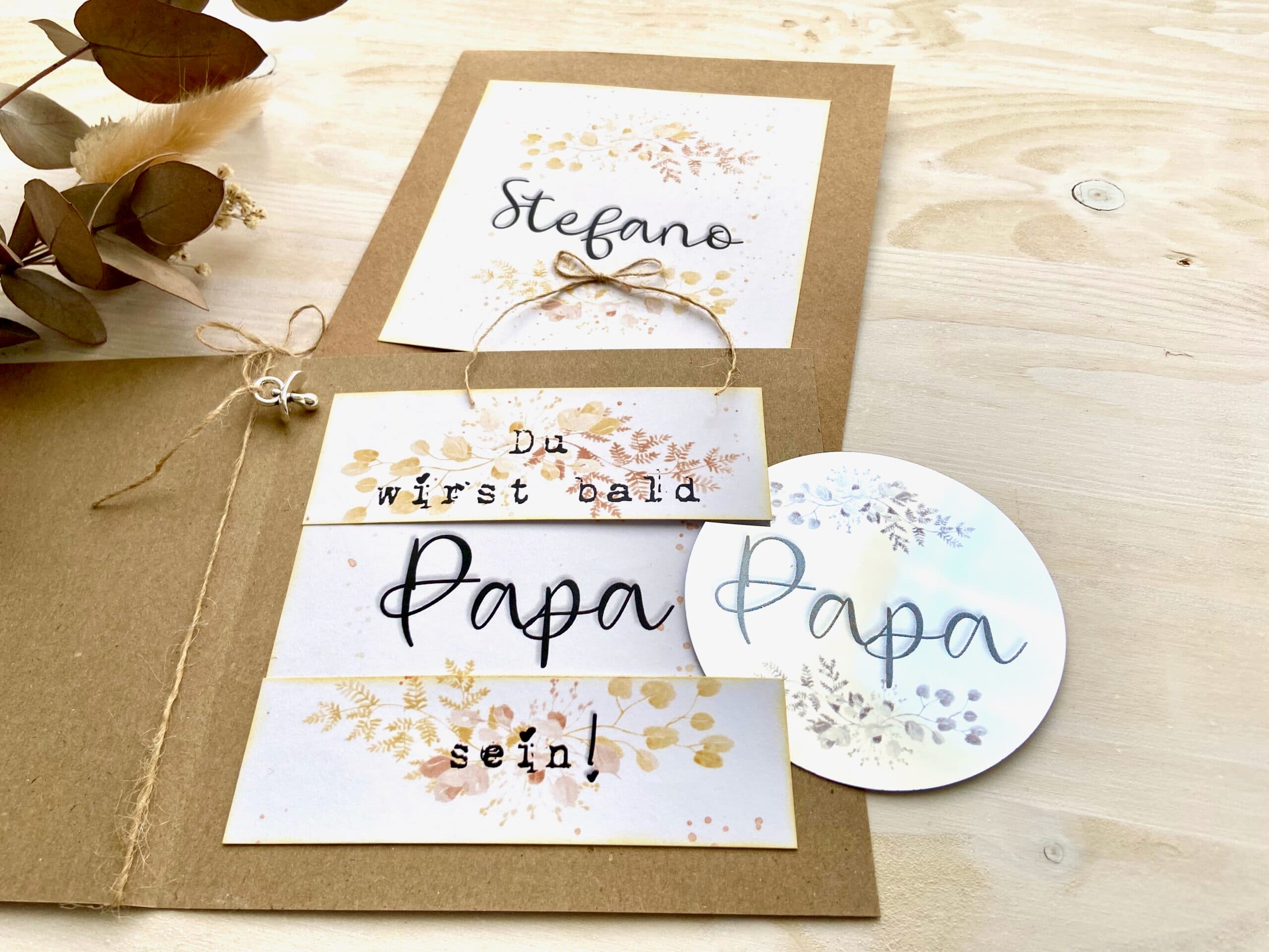 Du wirst Papa Schwangerschaft verkünden mit Dropstop (PERSONALISIERT) und mit Umschlag von MANNIGFALTIG - Handgemacht in der Schweiz