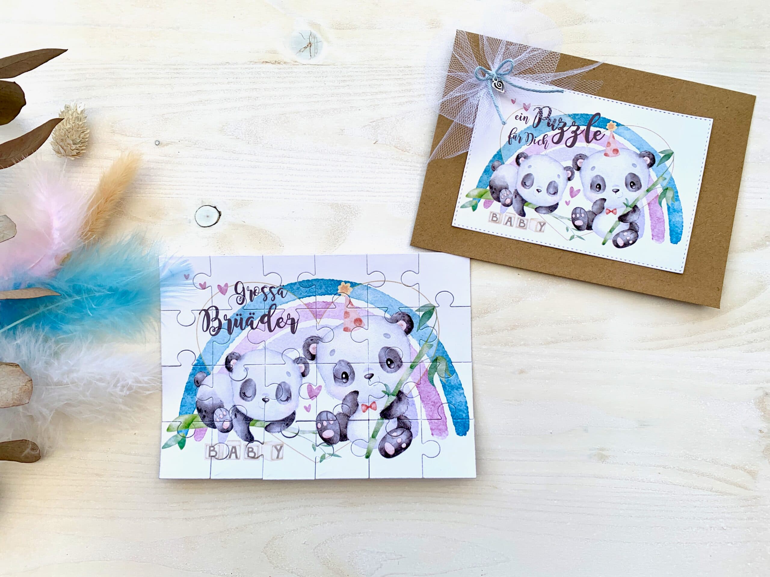 Du wirst grosse Schwester grosser Bruder Puzzle-Karte mit PANDA 2