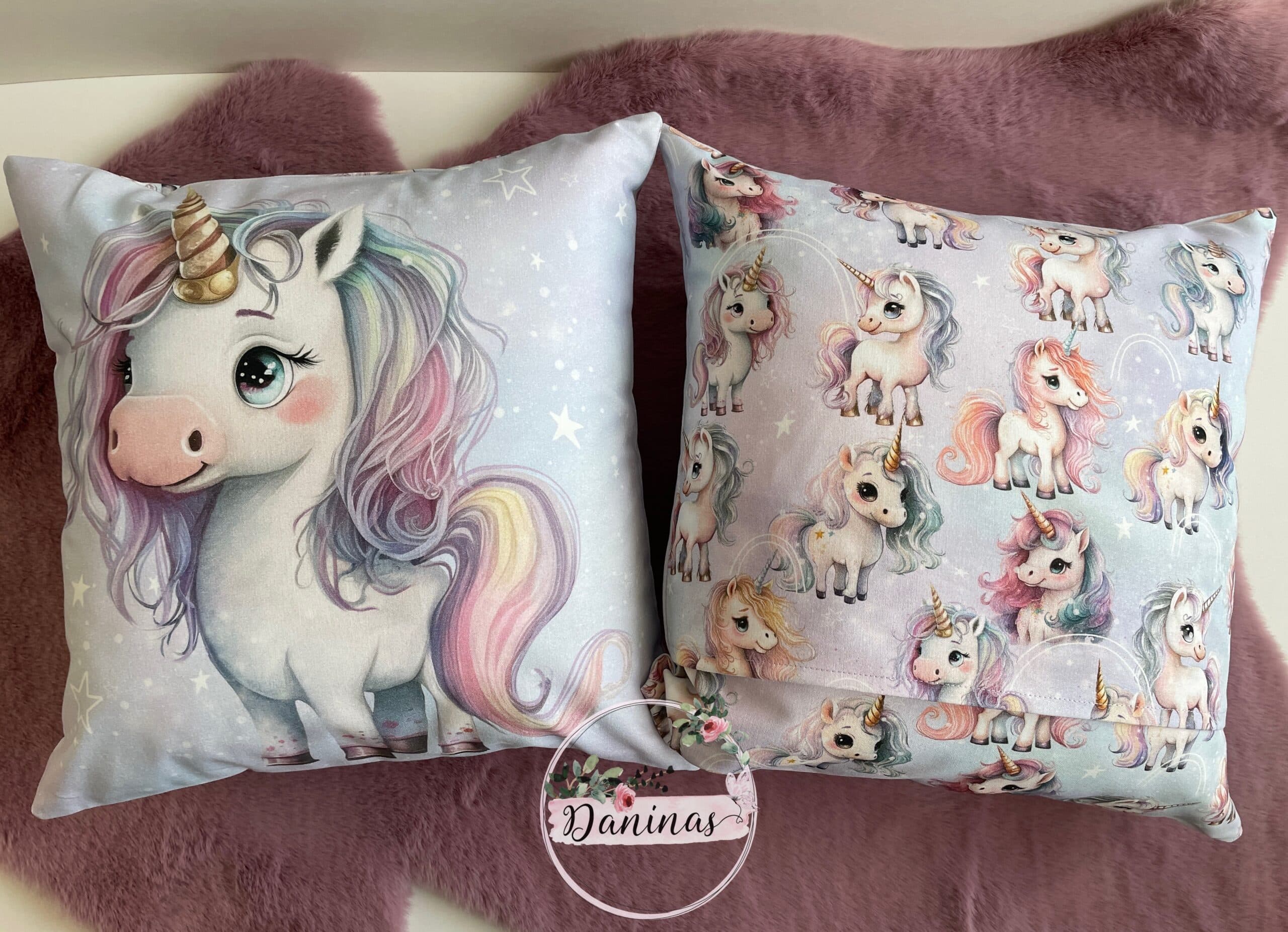 Kuschelkissen kleines Einhorn von Daninas.ch - Handgemacht in der Schweiz