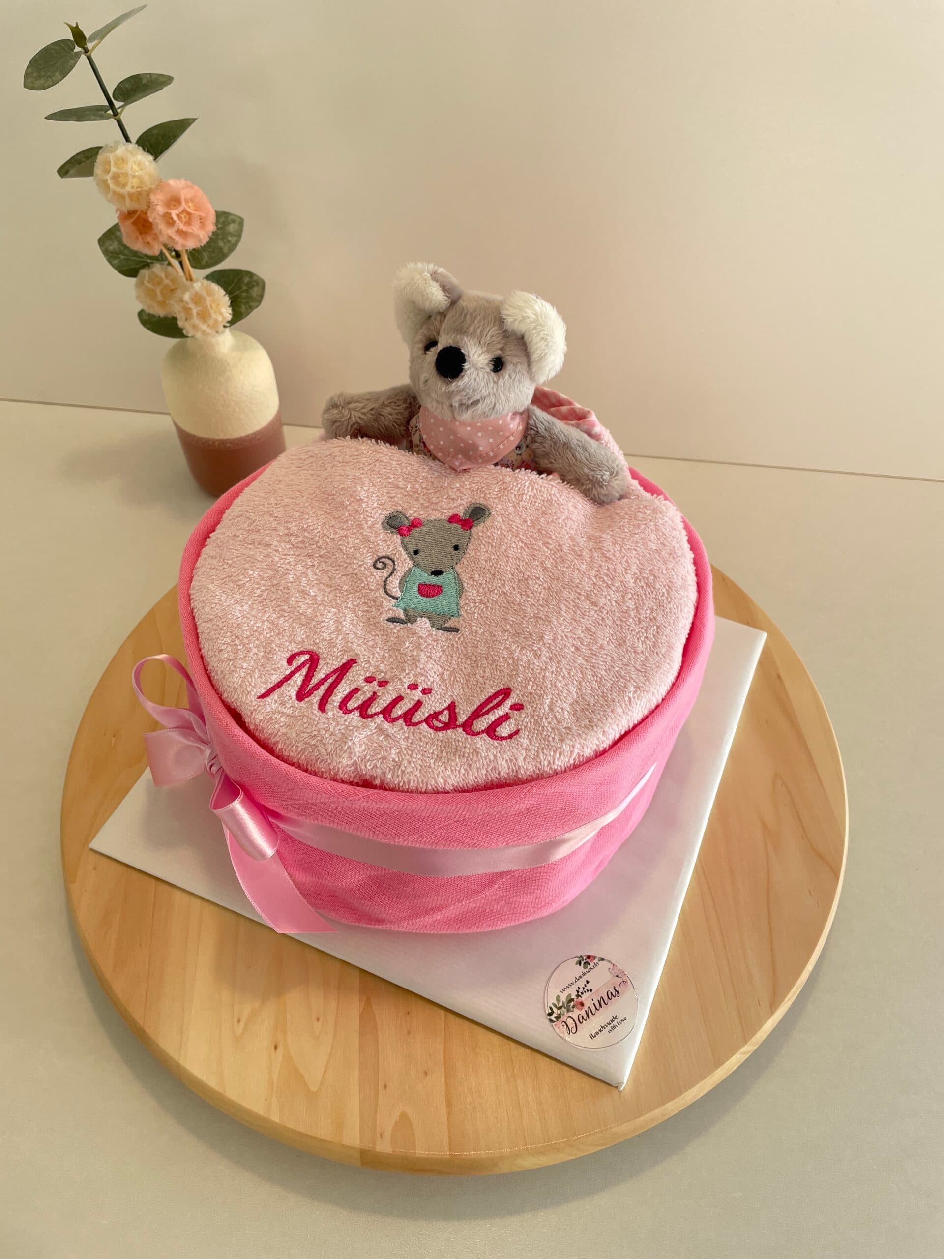 Windeltorte Müüsli rosa 3