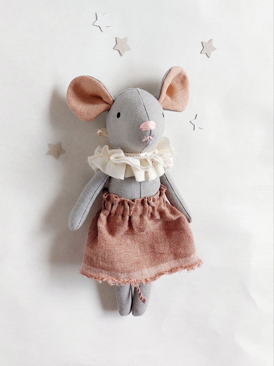 Maus Puppe 22cm Grau 3