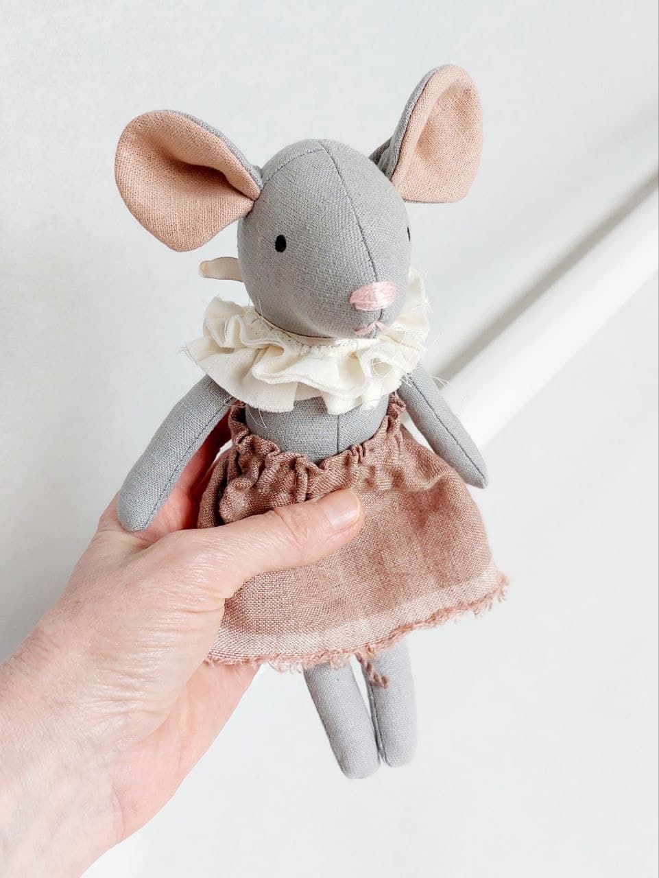 Maus Puppe 22cm Grau 2