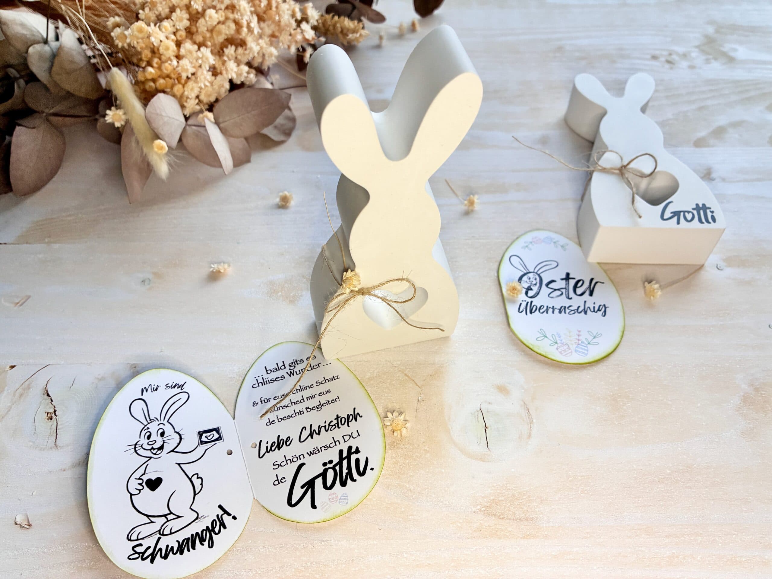 Gotti fragen Ostern Geschenk Hase gross | Schwangerschaft verkünden ohne Schriftzug 7