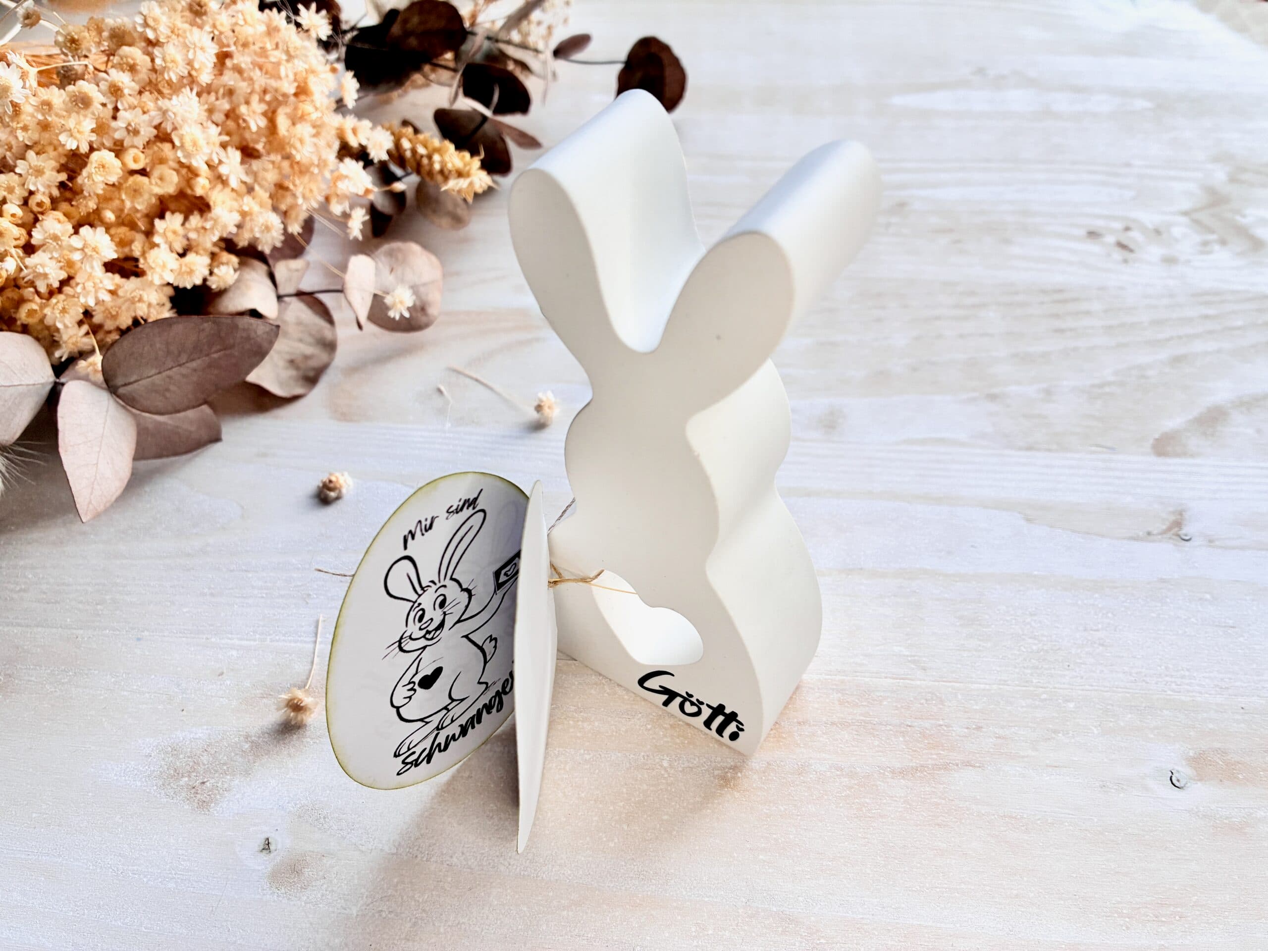Gotti fragen Ostern Geschenk Hase gross mit Schriftzug | Schwangerschaft verkünden 4