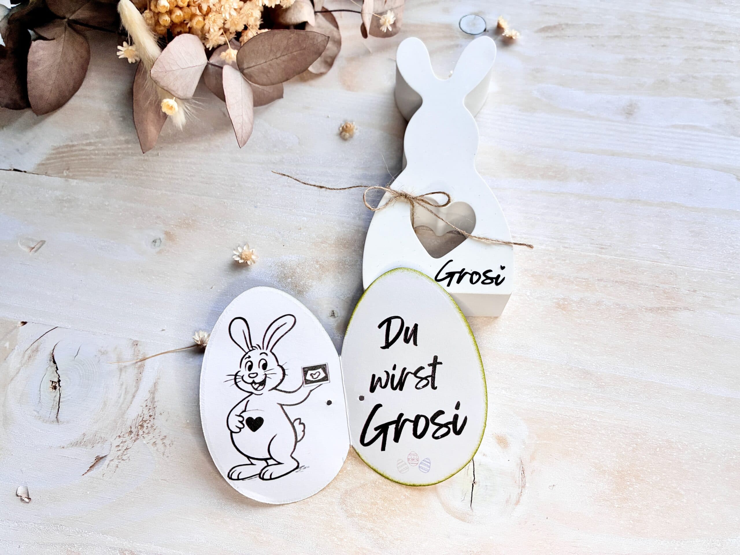 Gotti fragen Ostern Geschenk Hase gross mit Schriftzug | Schwangerschaft verkünden 8
