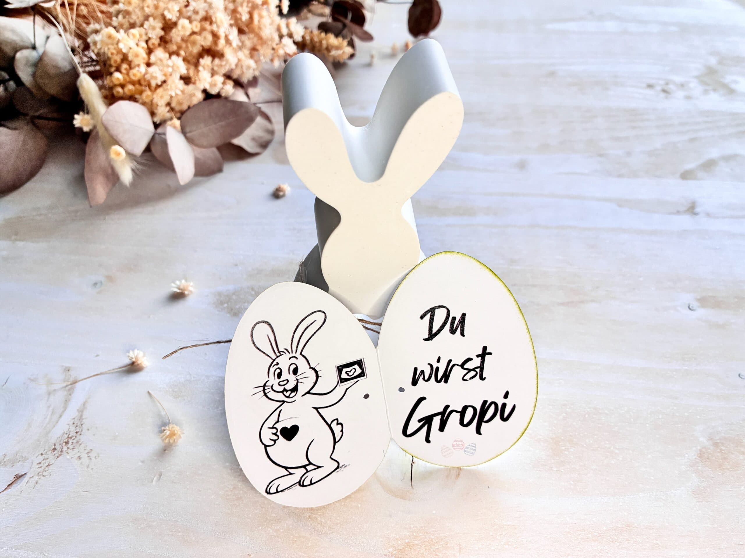 Gotti fragen Ostern Geschenk Hase gross mit Schriftzug | Schwangerschaft verkünden 9