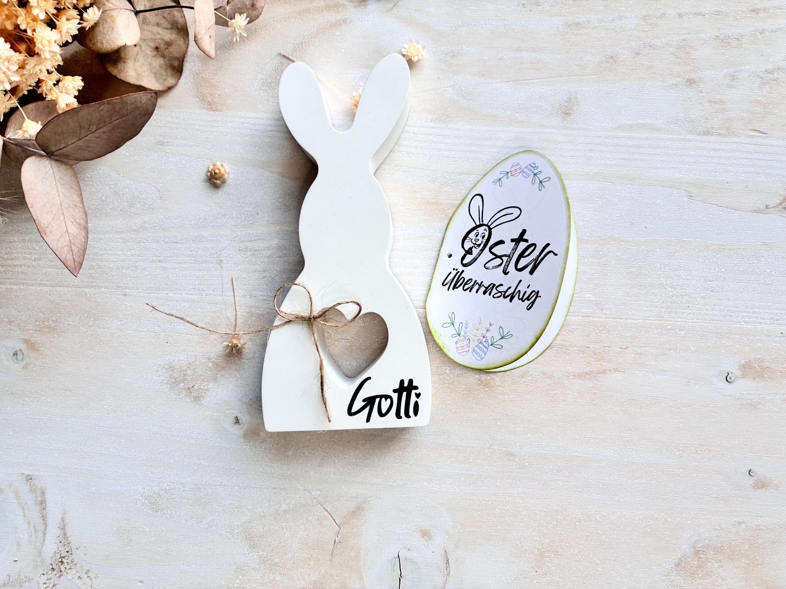 Gotti fragen Ostern Geschenk Hase gross mit Schriftzug | Schwangerschaft verkünden von MANNIGFALTIG - Handgemacht in der Schweiz