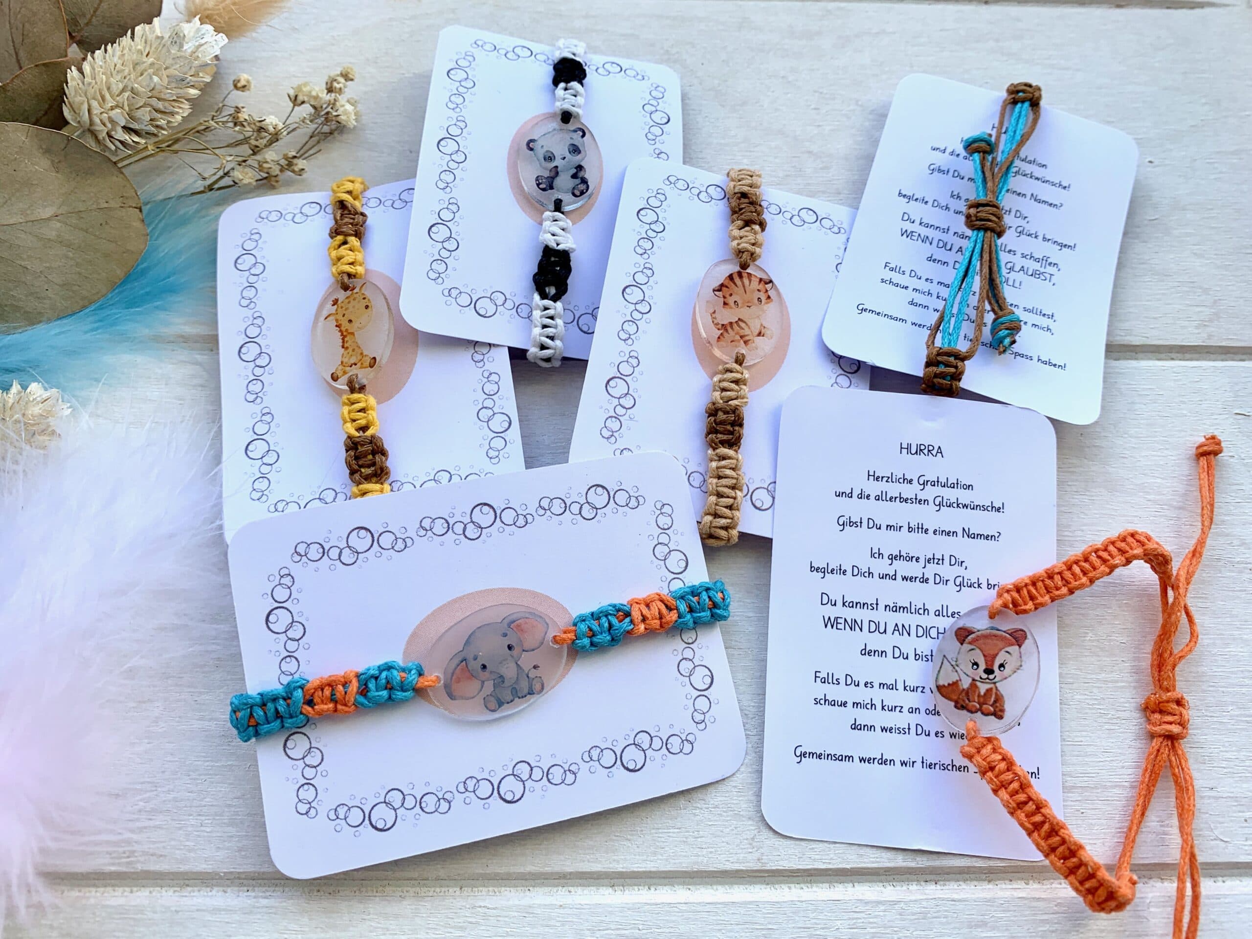 Makramee Armband für Kinder Glücksbringer, Begleiter, Starkmacher