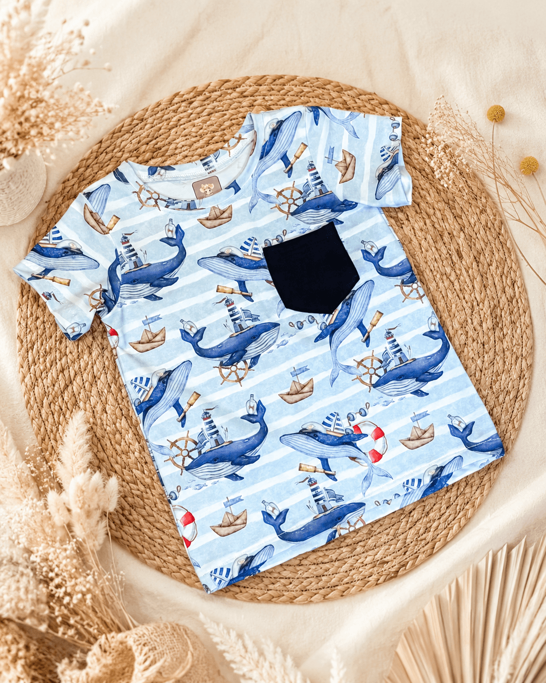 Bio Tshirt Sailor whales (Gr. 98/104) von LEOLA KIDS by Andrea Dörig - Handgemacht in der Schweiz