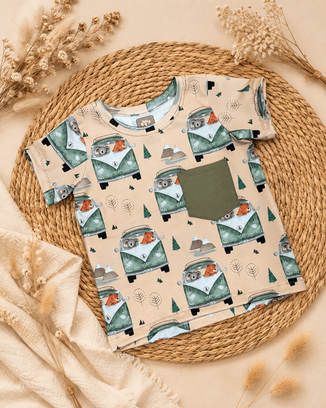 Bio Tshirt Camping Trip dijon (Gr. 86/92) von LEOLA KIDS by Andrea Dörig - Handgemacht in der Schweiz