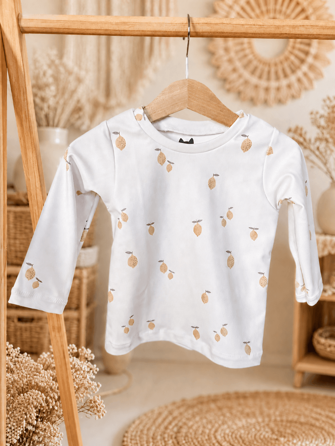 UPF 50+ langarm Badeshirt kleine Zitronen