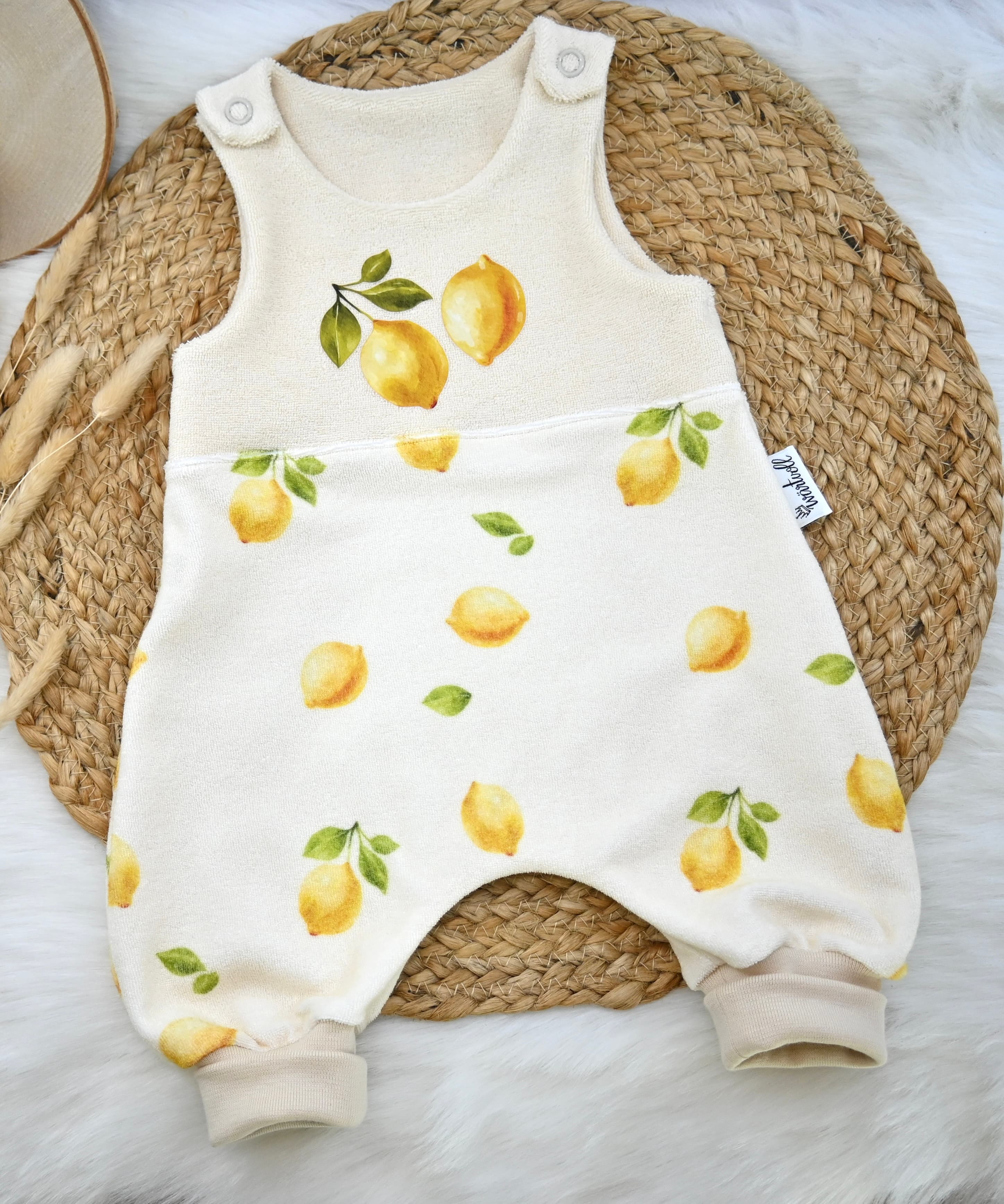 Frottee-Strampler „lemon“, Gr. 56