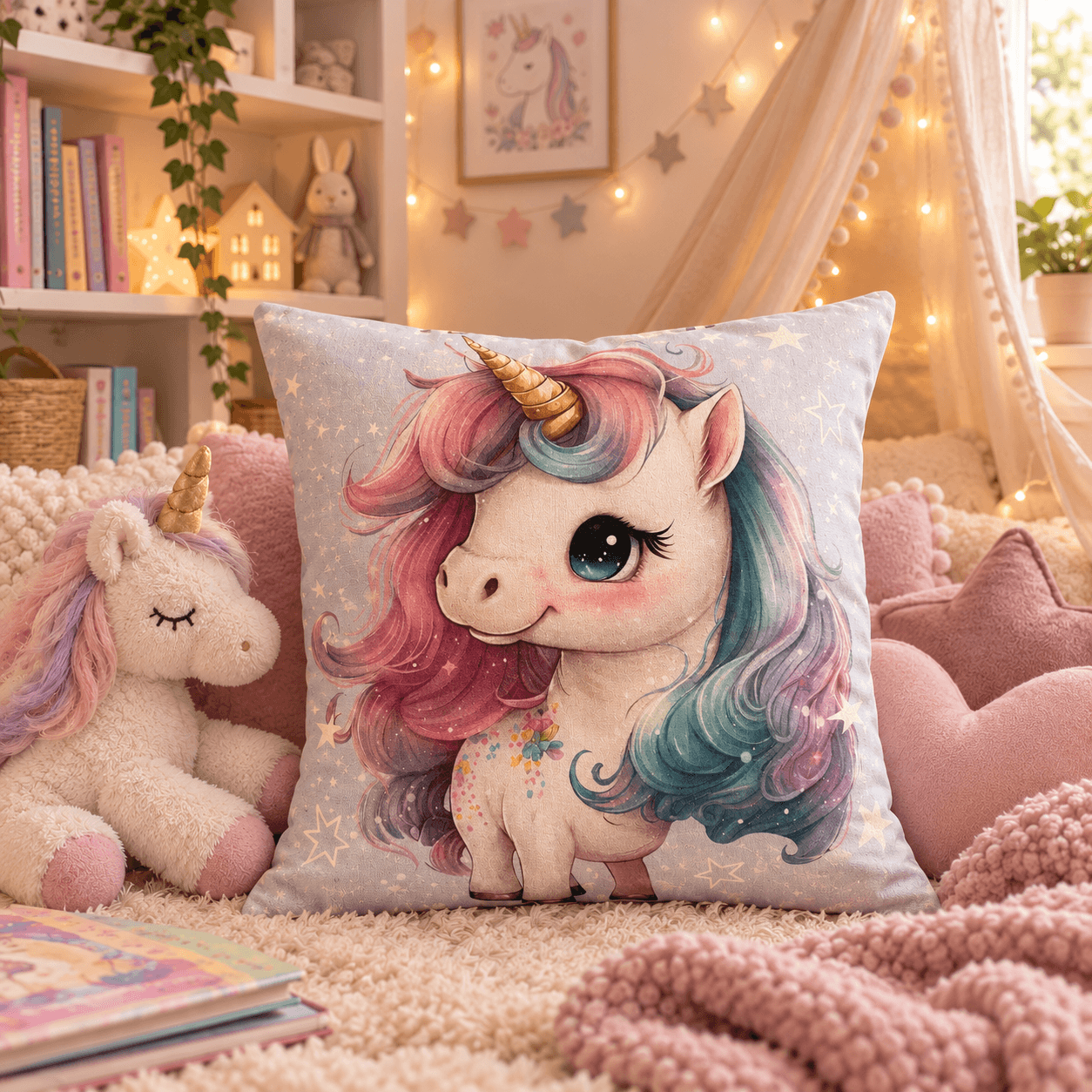 Kuschelkissen kleines Einhorn Blume
