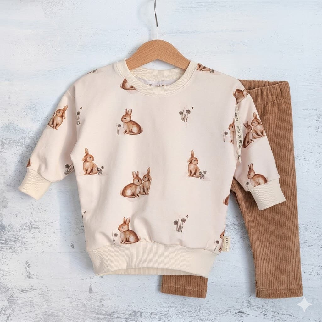 Set amore mio Häsli offwhite/ camel 74 (6-12Mt.) von Mis Herz by Scherzinger Baby - Handgemacht in der Schweiz